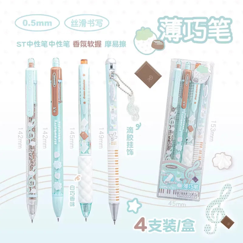 CowLost | product_id-2026-rosyposy-0-5mm-retractable-gel-pen-aesthetic-strawberry-music-notes-design-quick-dry-for-office-exam |25