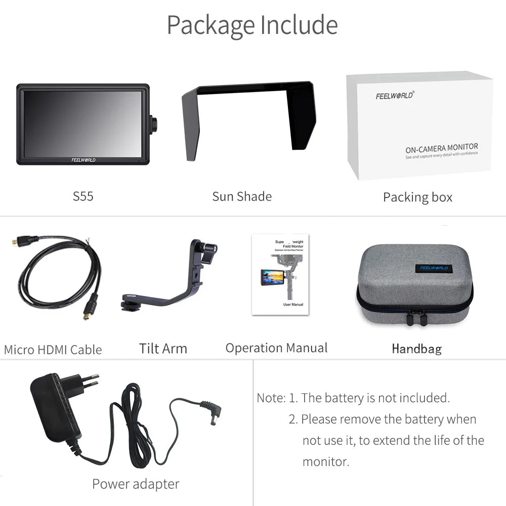 CowLost | 3d-printer-accessories-feelworld-s55-6-5-4k-portable-dslr-camera-field-monitor-hdmi-output |16