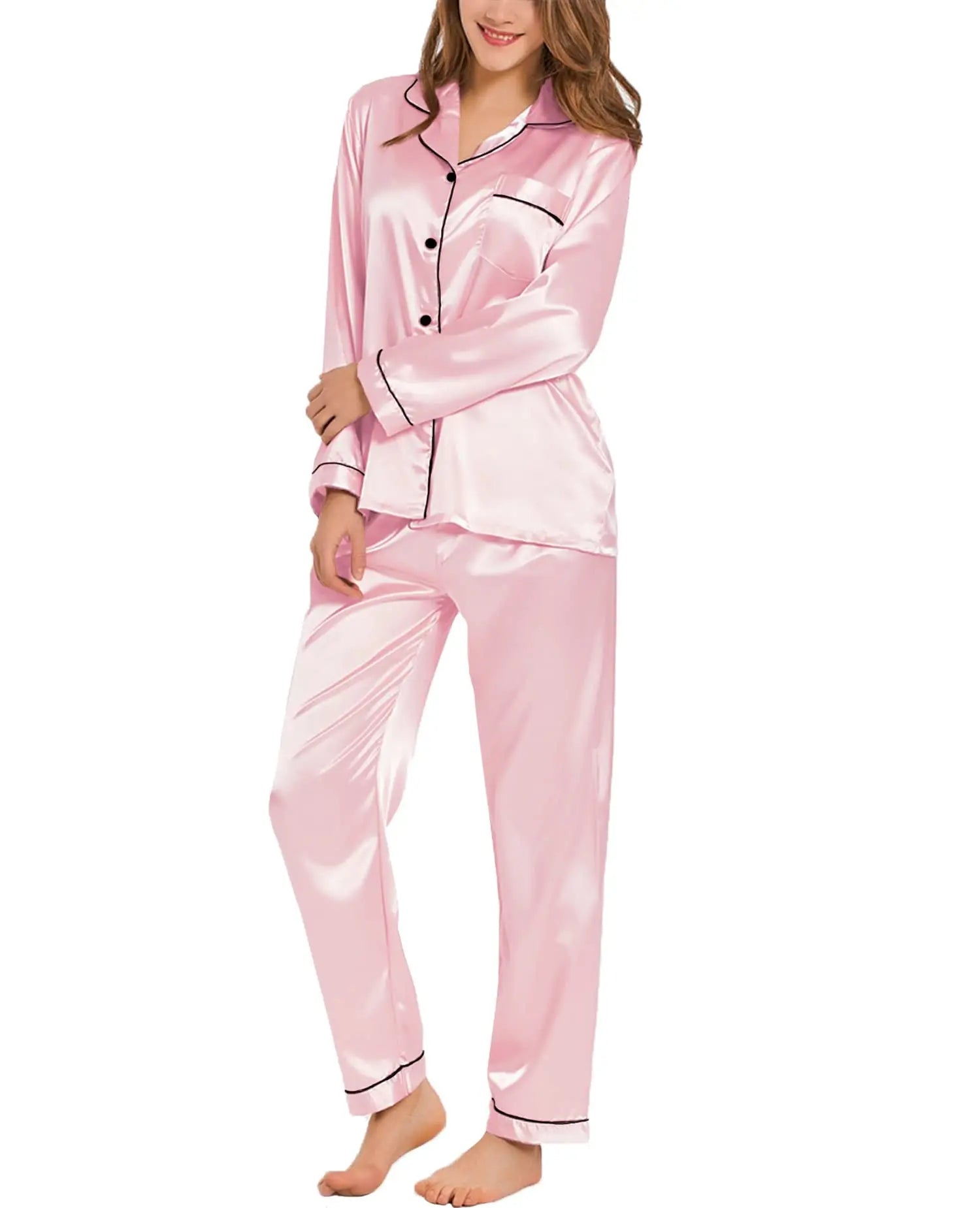 CowLost | activewear-pants-womens-two-piece-silk-satin-pajama-set-long-sleeve-loungewear-sleepwear |11