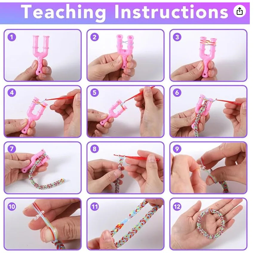 DIY Rubber Bands Loom Weaving Kit Box for Bracelets, Pendants, and Beaded Crafts