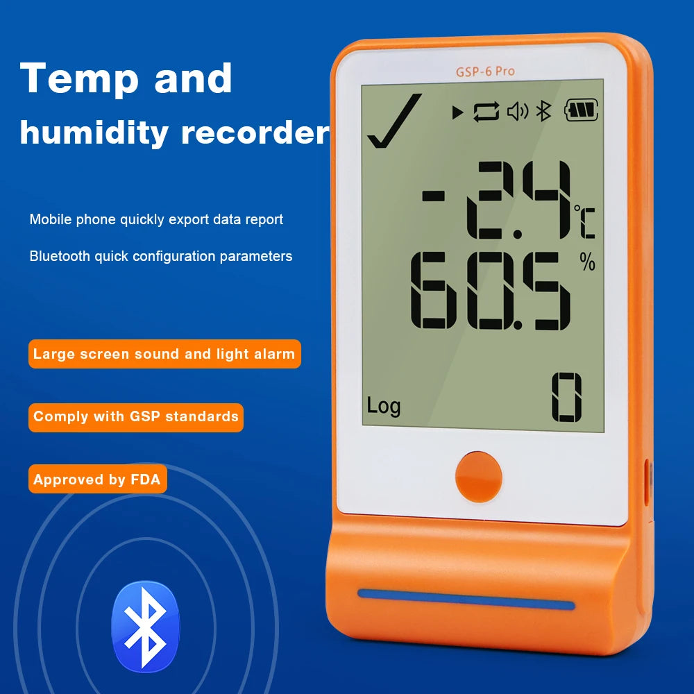 GSP-6Pro Bluetooth USB Temperature Humidity Data Logger 100000 Points LCD Recorder