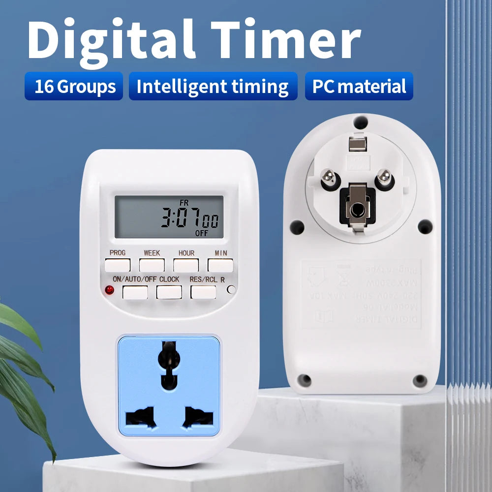 220V JUANJUAN Digital 7-Day Programmable Timer Socket EU Plug Smart Switch