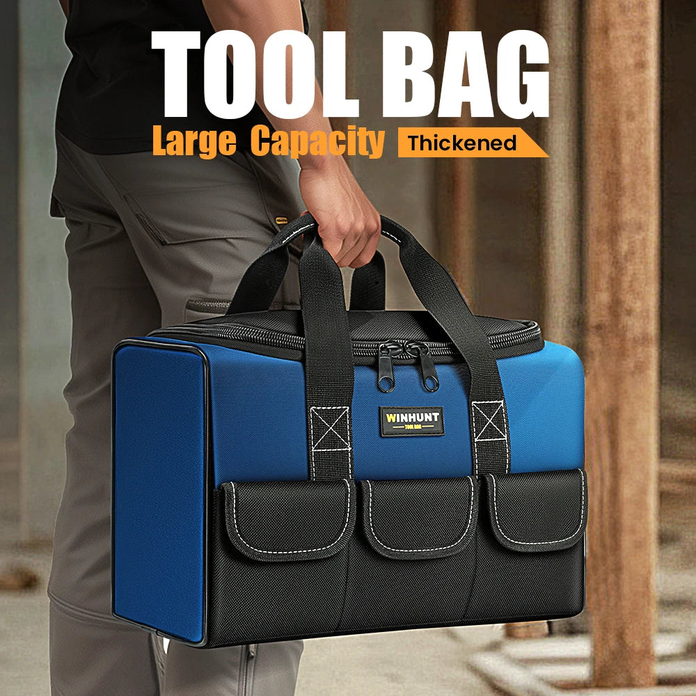 CowLost | product_id-heavy-duty-large-capacity-multi-function-tool-bag-with-wide-mouth-canvas-electricians-bag |1