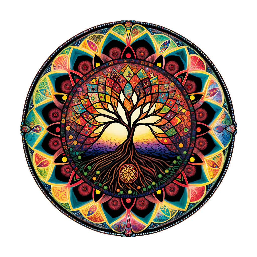 CowLost | circular-tree-pattern-wooden-puzzle-irregular-shape-educational-toy-home-decor-brain-boosting-family-decoration |1