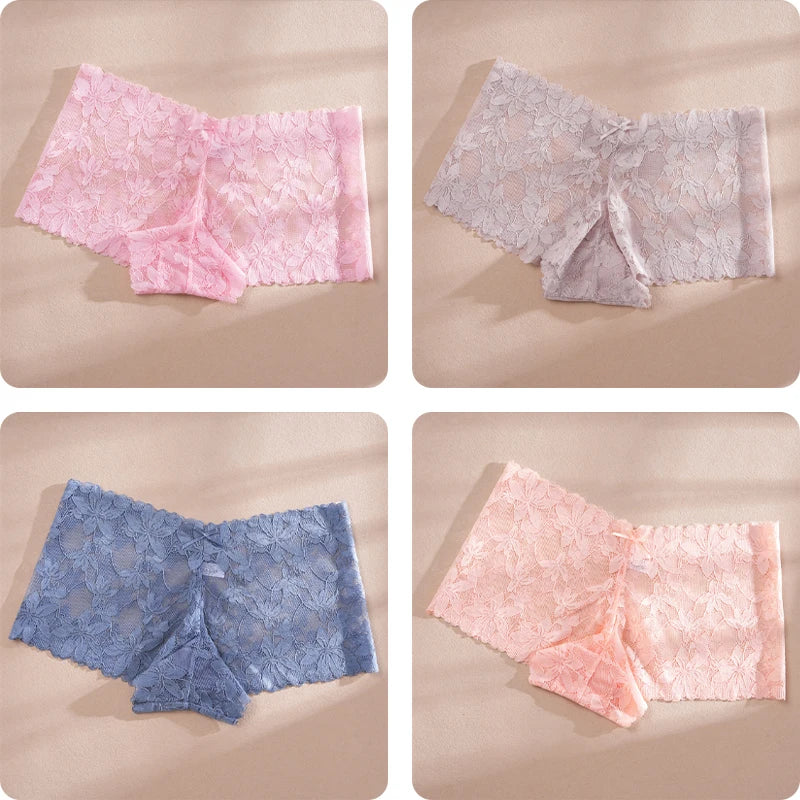 CowLost | activewear-pants-4pcs-womens-low-waist-lace-boyshorts-underwear |25