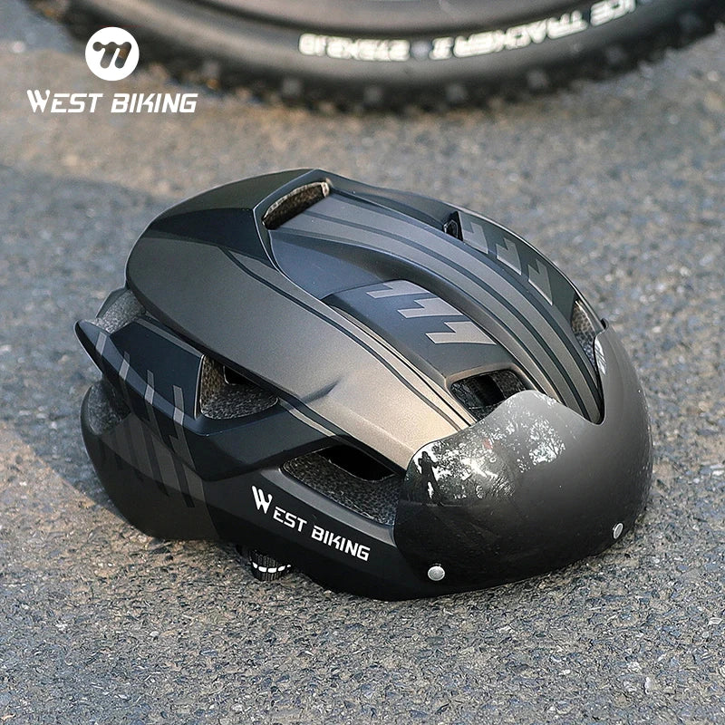 CowLost | west-biking-integrated-ultralight-bike-helmet-with-taillight-goggle-men-women-cycling-safety-hat-mtb-road-bike-motorcycle-helmet |1