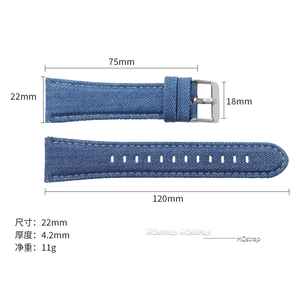 CowLost | product_id-hqstrap-retro-nylon-denim-watch-strap-22mm-24mm-black-light-blue-unisex |7