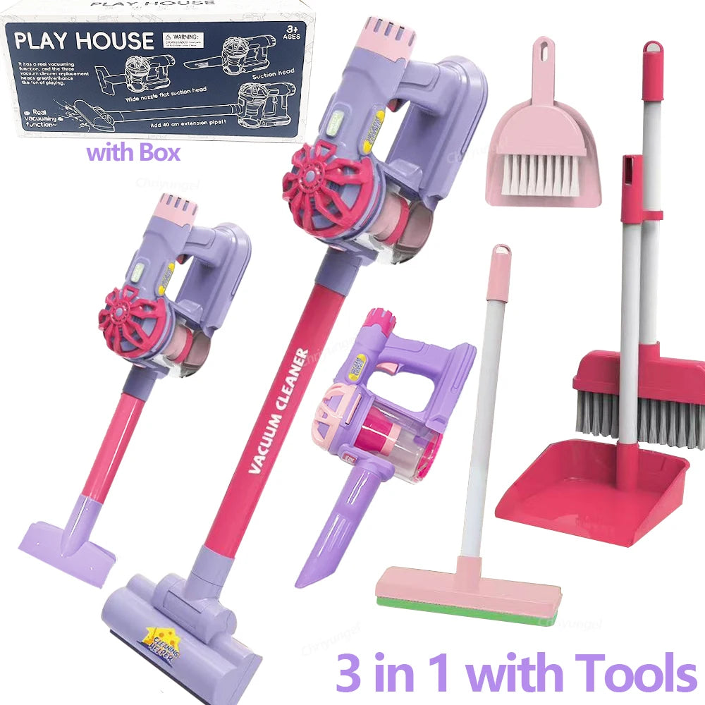 Kids Electric Vacuum Cleaner Toy Pretend Play Cleaning Set Educational Gift for Toddlers
