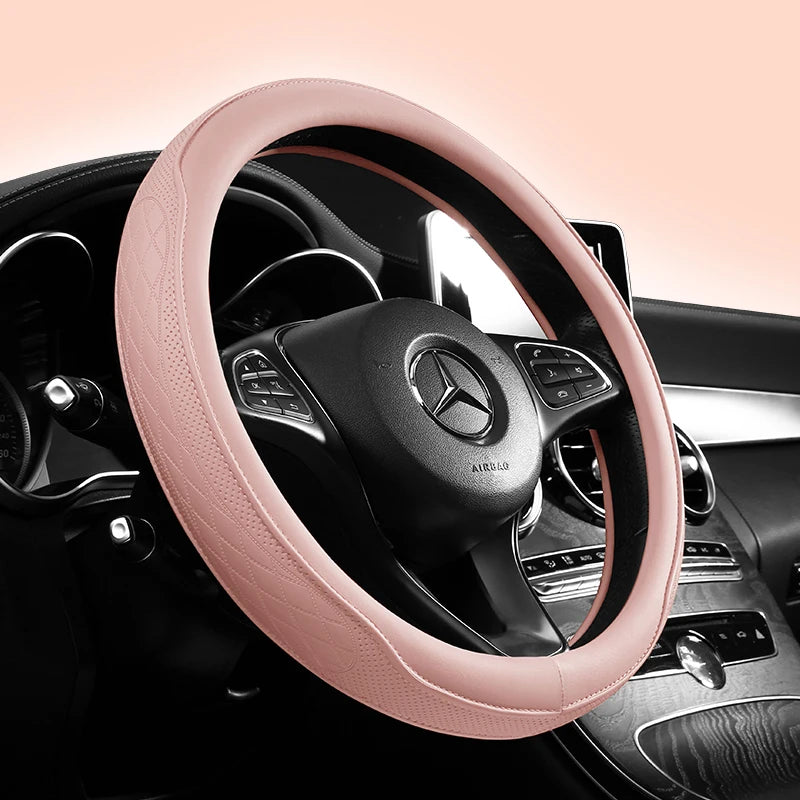 CowLost | napa-leather-perforated-patchwork-car-steering-wheel-cover-1 |3