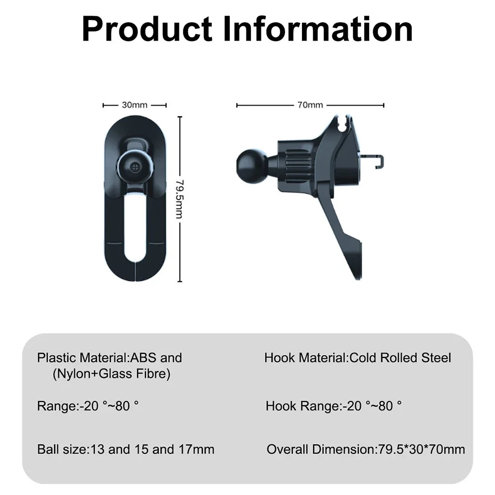 CowLost | product_id-universal-17mm-ball-head-car-air-vent-clip-mount-for-phone-gps-holder |6