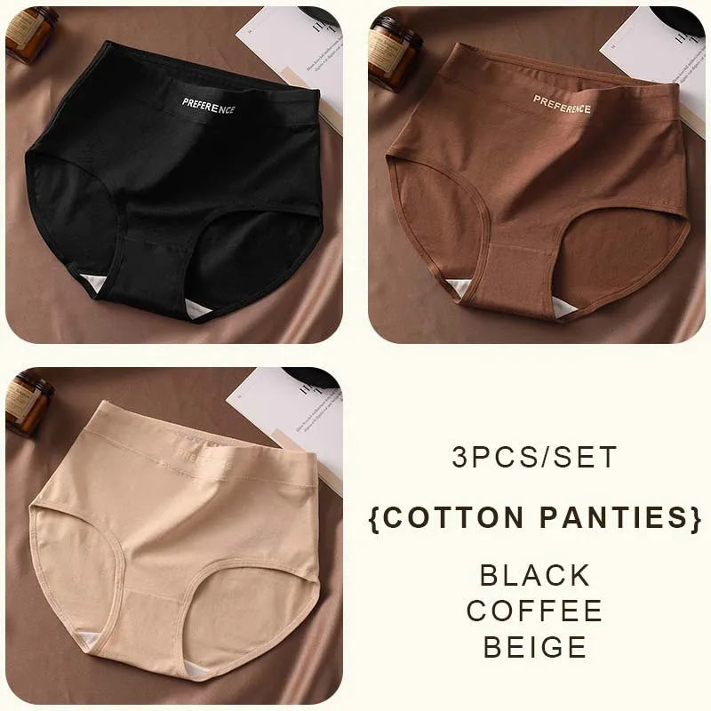 CowLost | product_id-fallsweet-3pcs-womens-large-high-waist-seamless-cotton-briefs |11