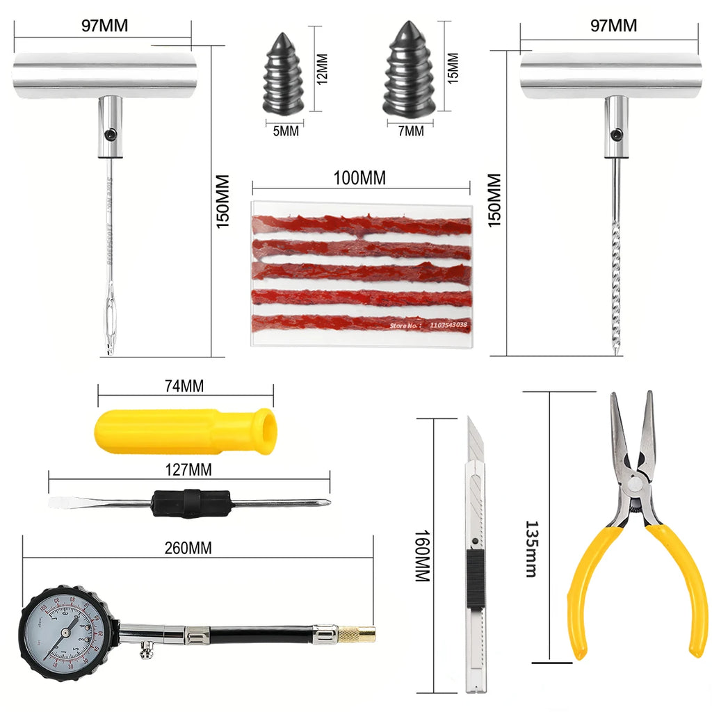 CowLost | tyre-repair-kit-puncture-plug-set-auto-bike-tire-repair |4