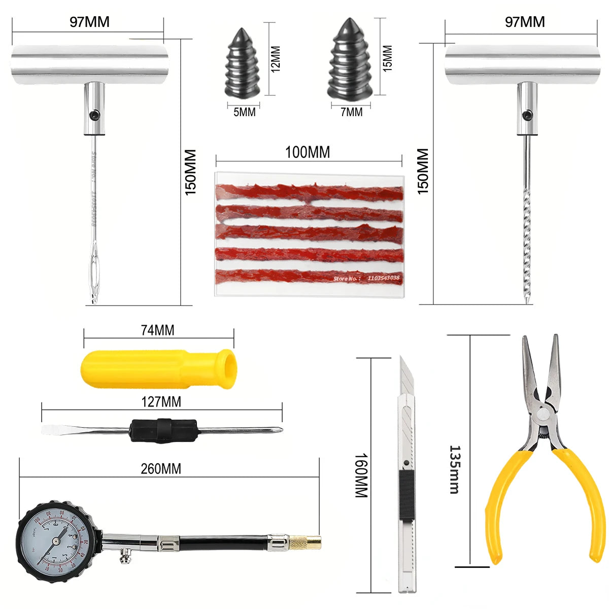 CowLost | tyre-repair-kit-puncture-plug-set-auto-bike-tire-repair |4