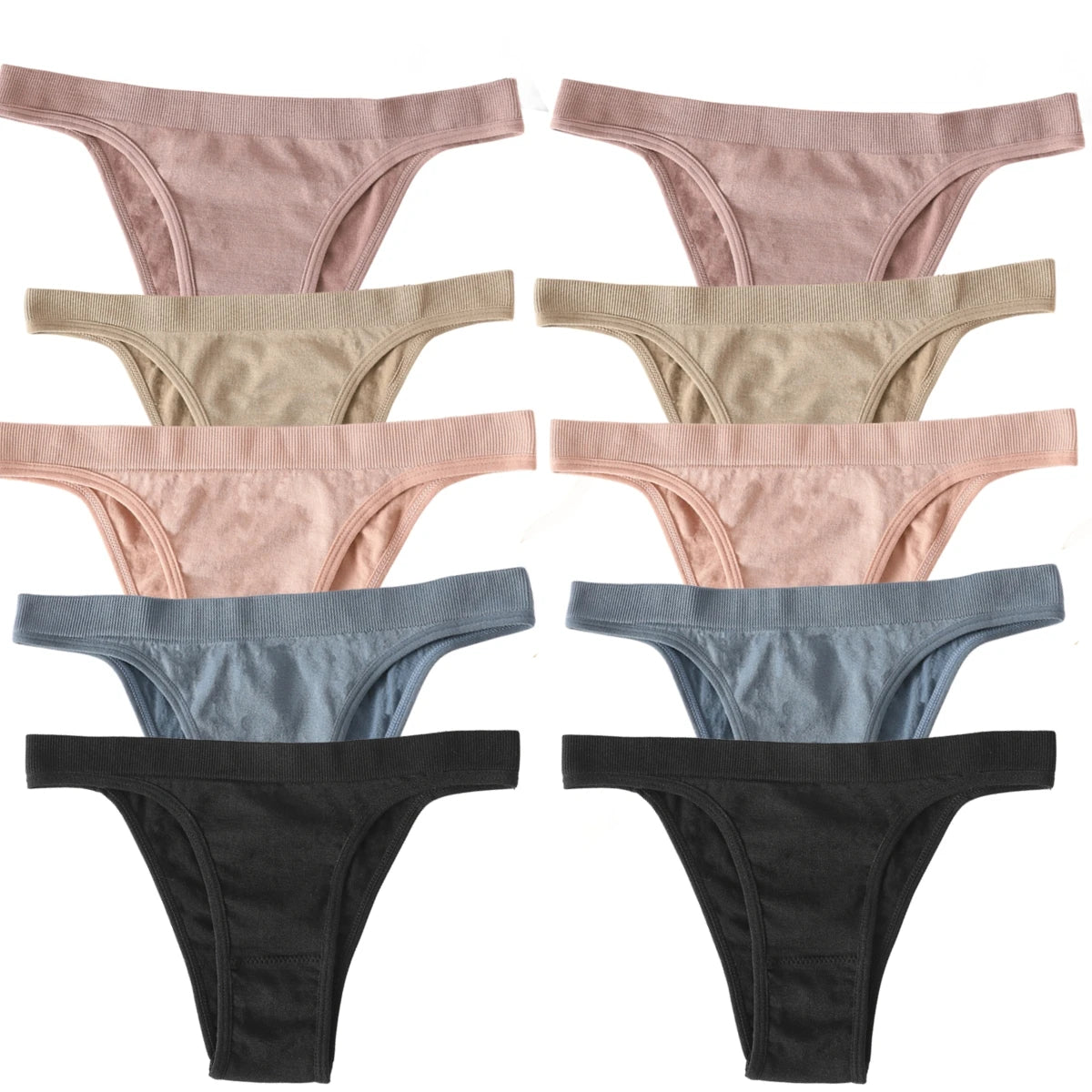 CowLost | product_id-10pcs-womens-seamless-ribbed-high-leg-sports-thong-underwear-set |31