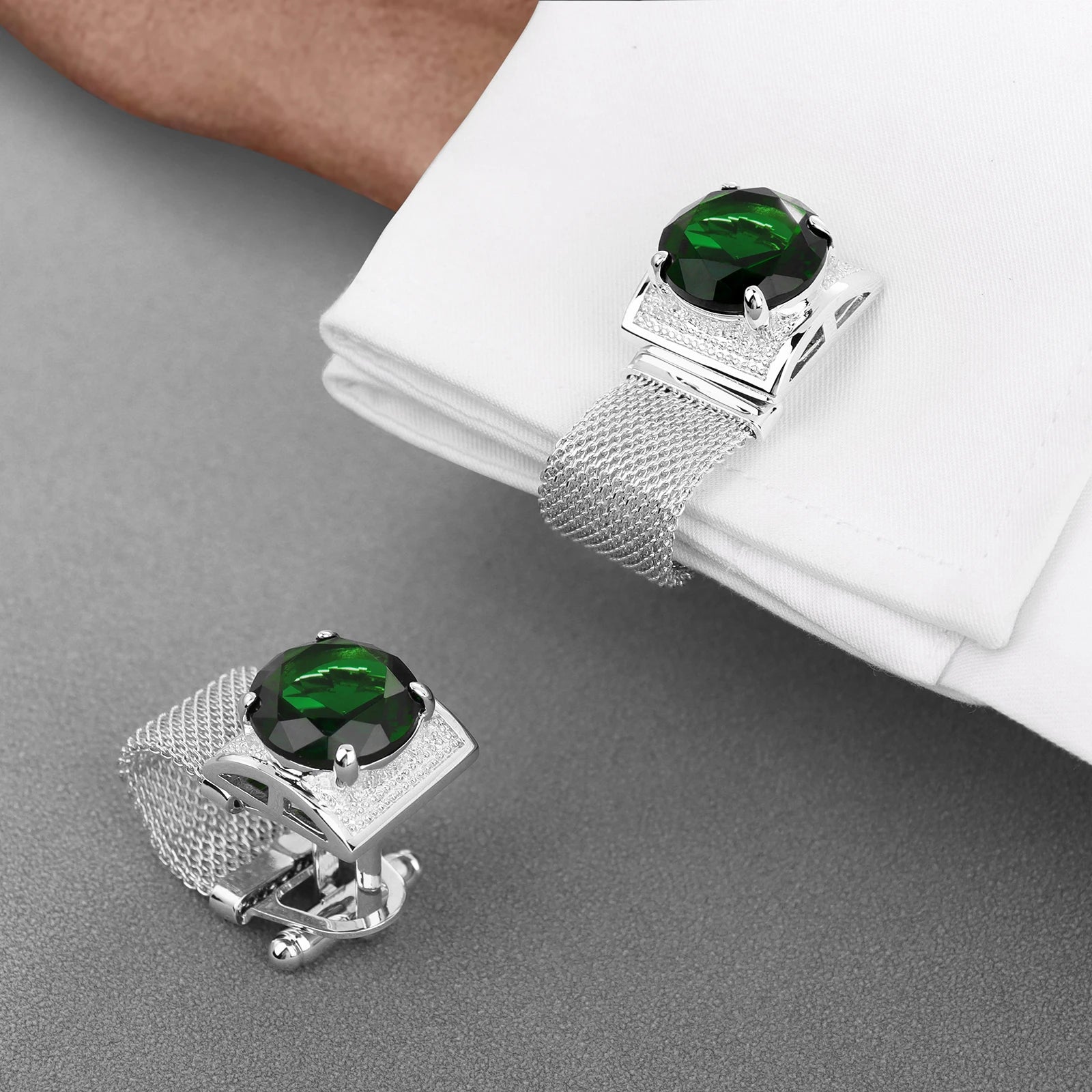 CowLost | clothing-accessories-hawson-mens-silver-birthstone-crystal-cufflinks-luxury |22