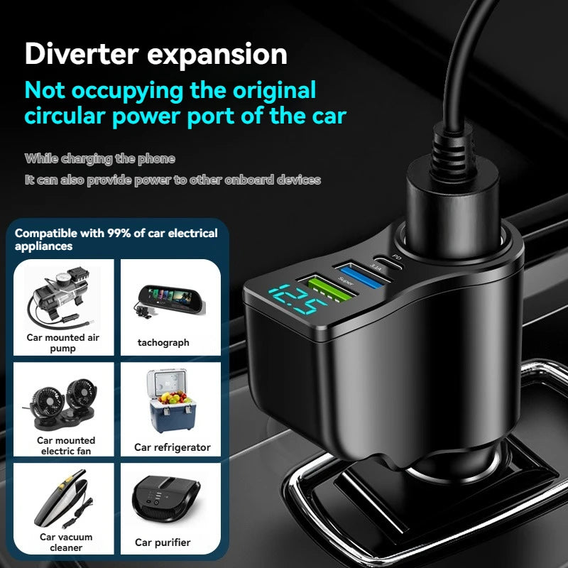 CowLost | product_id-baideluo-4-in-1-car-adapter-with-2-usb-ports-type-c-pd-fast-charger-12v-24v |2