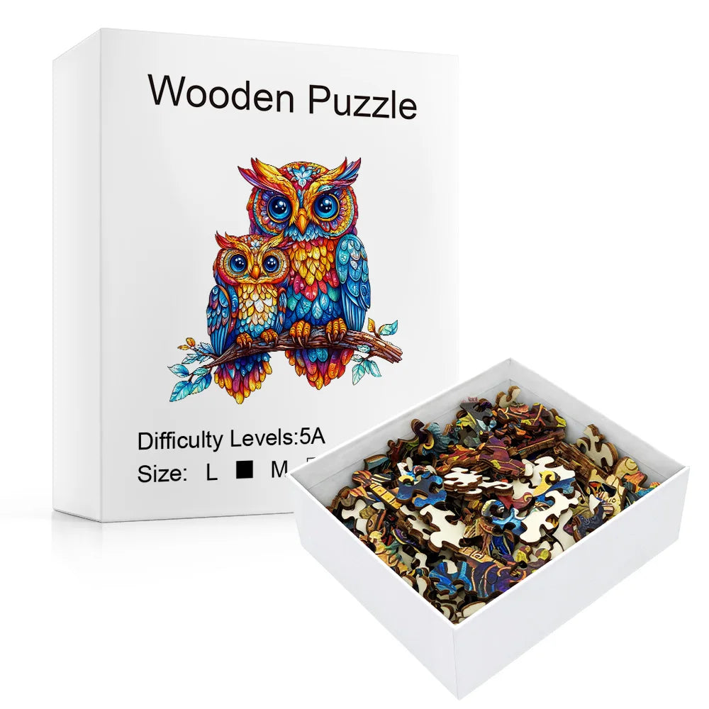 CowLost | product_id-moonlit-owl-cosmic-alien-glow-in-the-dark-wooden-puzzle-set |5