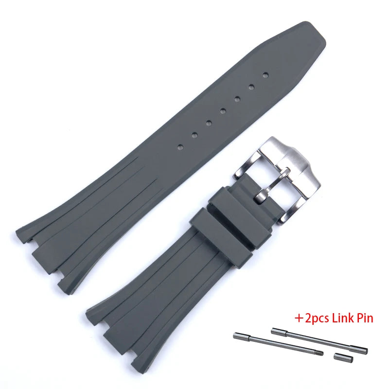 CowLost | product_id-26-27mm-waterproof-soft-silicone-strap-with-link-pin-for-ap-royal-oak-ga2100-ga-2110-replacement-watchband |20