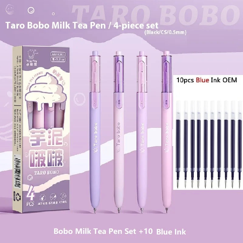 CowLost | product_id-4pcs-milk-tea-gel-pens-set-assorted-retractable-0-5mm-rollerball-for-fast-dry-note-taking-exams |31