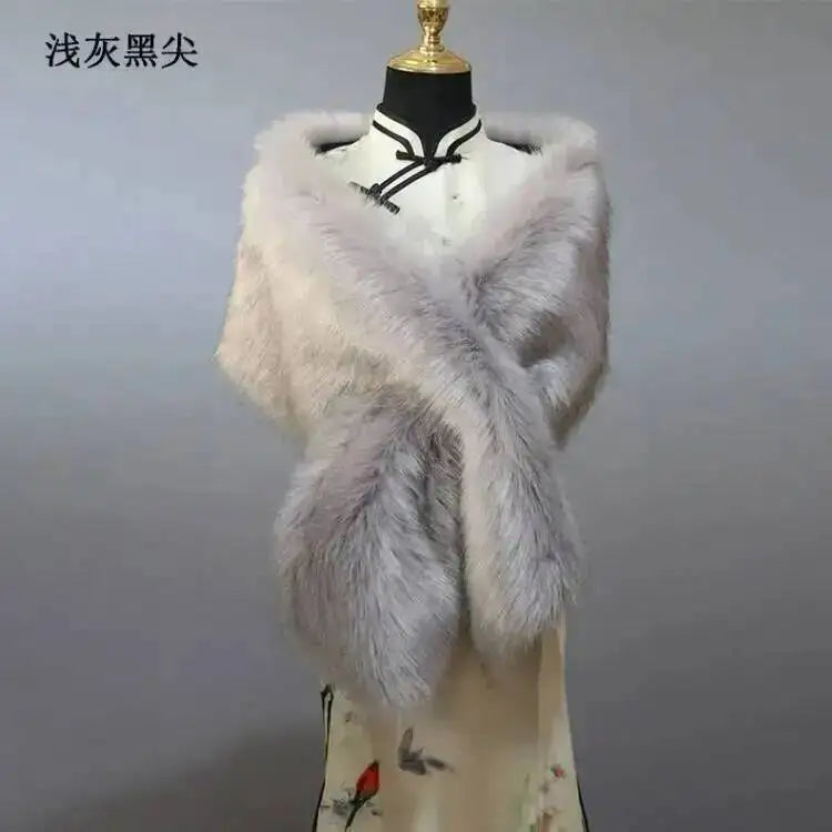 CowLost | 32-colors-165-30cm-women-luxury-warm-faux-fox-fur-shawl-winter-ladies-plush-scarf |31