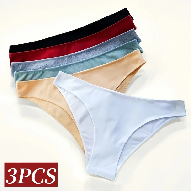 CowLost | product_id-3pcs-womens-soft-cotton-low-rise-high-cut-briefs-underwear |2