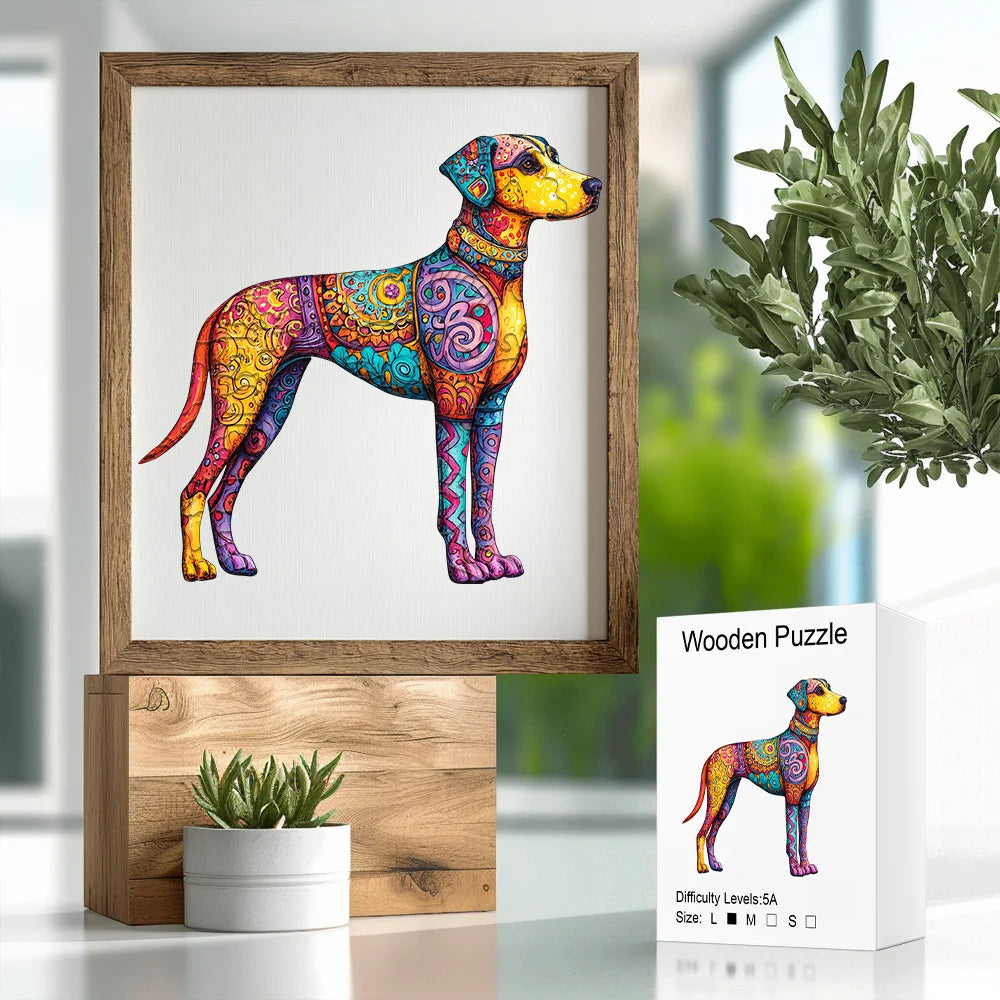 CowLost | product_id-colorful-great-dane-wooden-jigsaw-puzzle-3-sizes-animal-shape-wall-decor |5