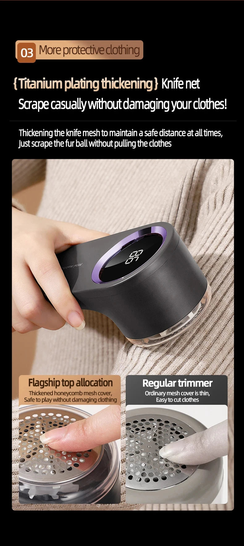 CowLost | product_id-homefish-usb-rechargeable-led-digital-fabric-lint-remover-shaver-for-sweaters |15