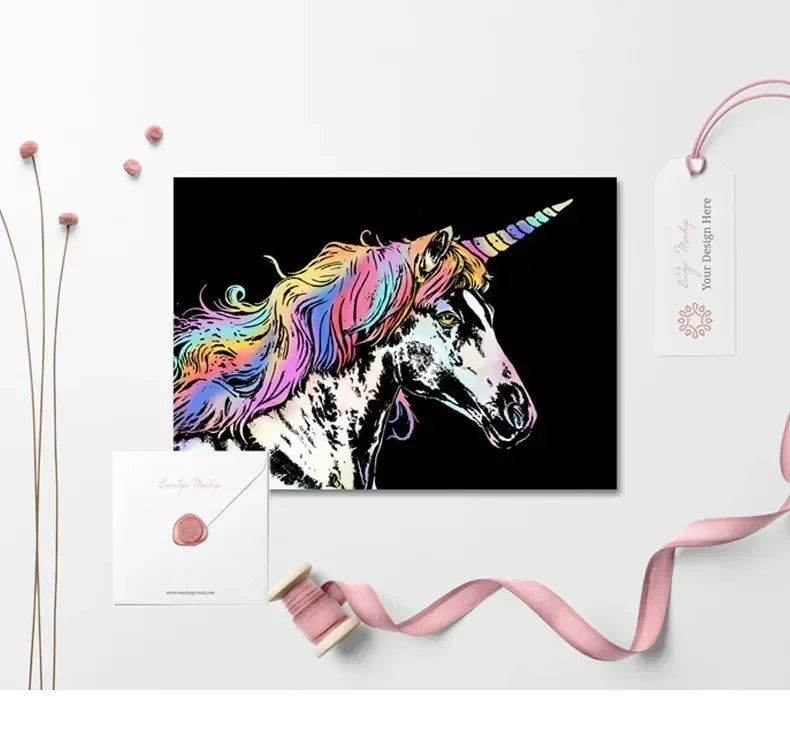 CowLost | product_id-4-pcs-a4-diy-scratch-painting-set-with-cartoon-animals-night-view-designs |25