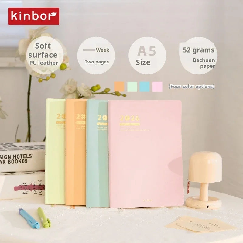 CowLost | kinbor-full-series-2026-a5-planner-daily-book-a6-annual-52g-tomoe-river-paper-journals-notepads-pure-colors-timeline-eight-grid-1 |4