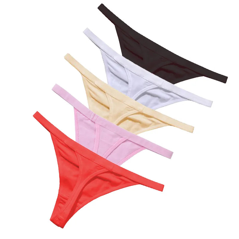 CowLost | 5pcs-women-rib-g-string-thongs-sexy-female-low-waist-panties |10