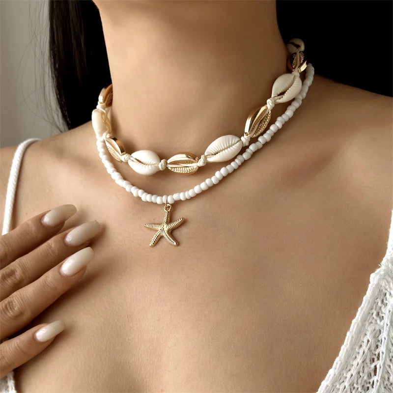 CowLost | mulitlayer-ocean-starfish-shells-pendant-necklace-for-women |2