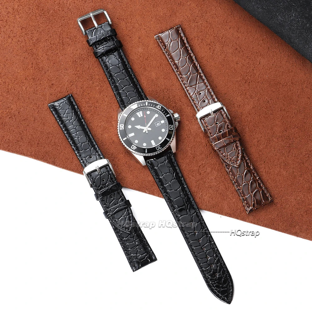 CowLost | product_id-unisex-crocodile-leather-smartwatch-strap-12-22mm-black-brown |5