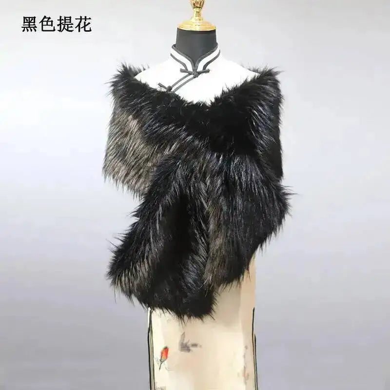CowLost | 32-colors-165-30cm-women-luxury-warm-faux-fox-fur-shawl-winter-ladies-plush-scarf |81