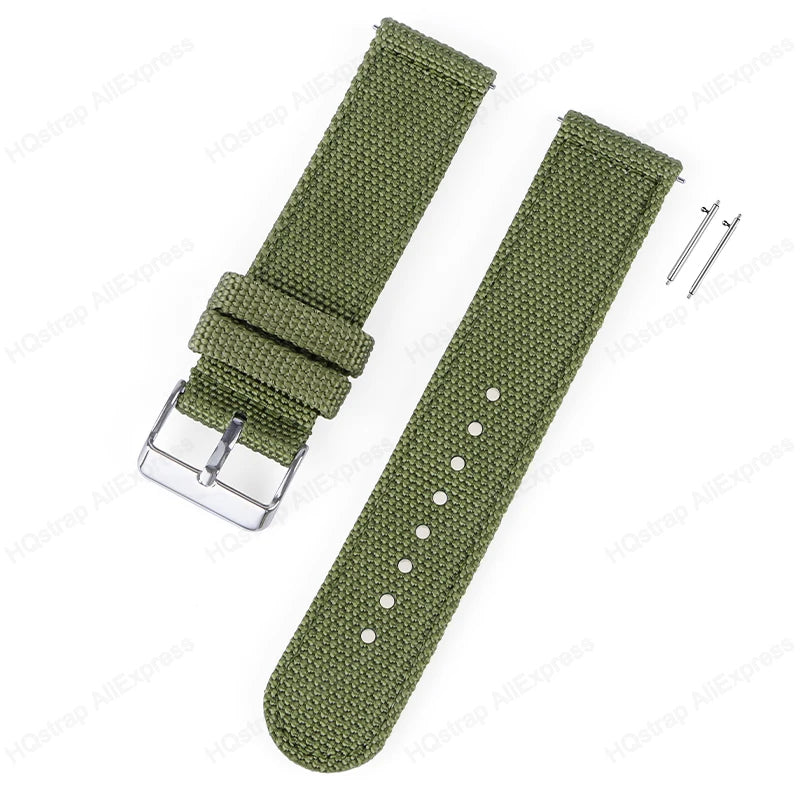 18mm 20mm 22mm Nylon Canvas Quick Release Strap for Samsung Galaxy Watch 4 5 3 Huawei
