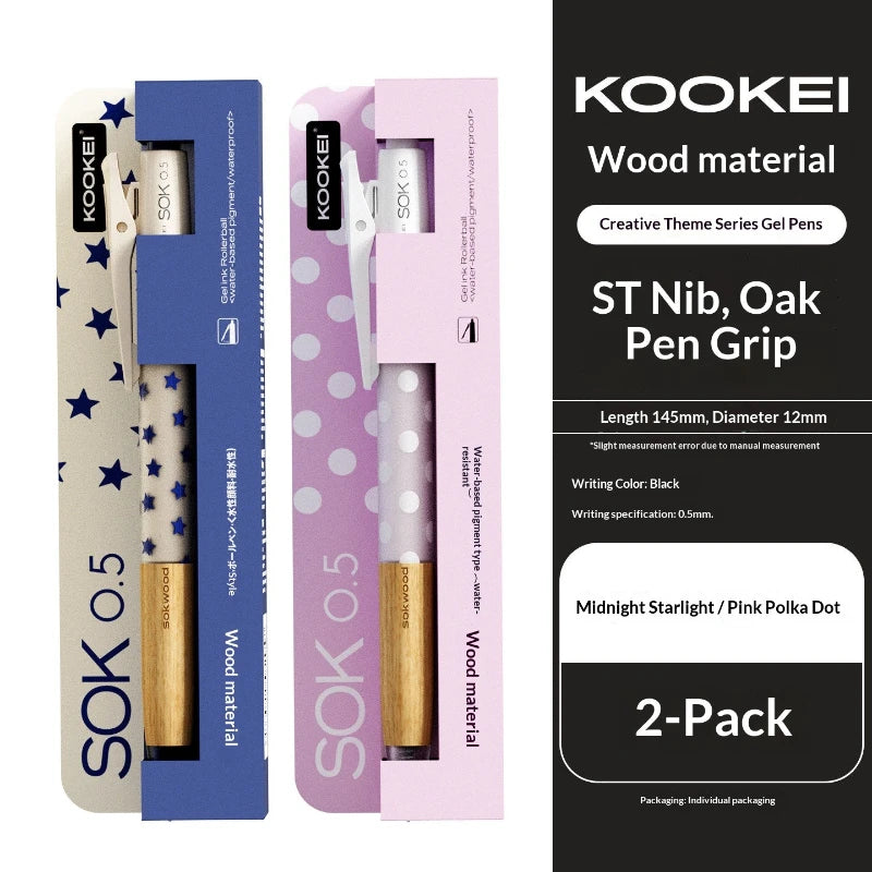 CowLost | product_id-kookei-gel-pen-with-oak-wood-handle-smooth-0-5mm-st-nib-fast-dry-ink-polka-dot-design-for-students-professionals |1