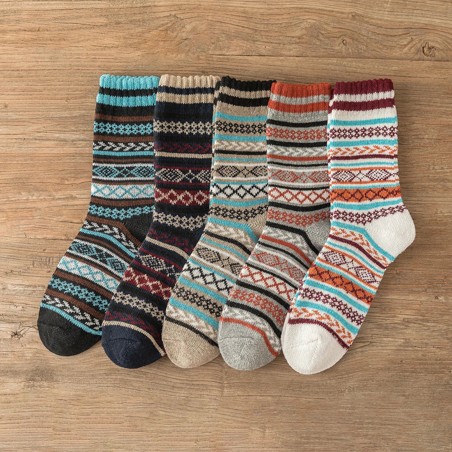 CowLost | sporting-goods-5-pairs-winter-vintage-thick-warm-socks |42