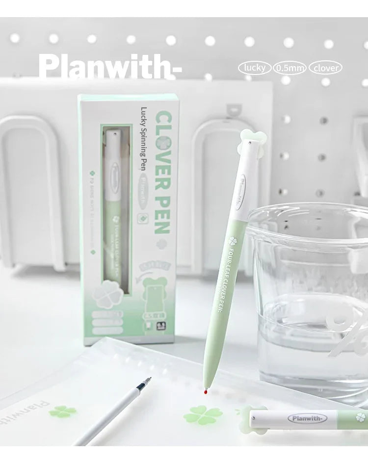 CowLost | product_id-planwith-lucky-clover-0-5mm-carbon-black-gel-pen-no-smudge-smooth-writing-rotary-twist |19