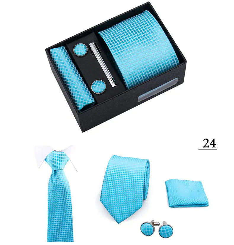 CowLost | tie-men-with-box-top-quality-business-ties-hanky-cufflink-set |8