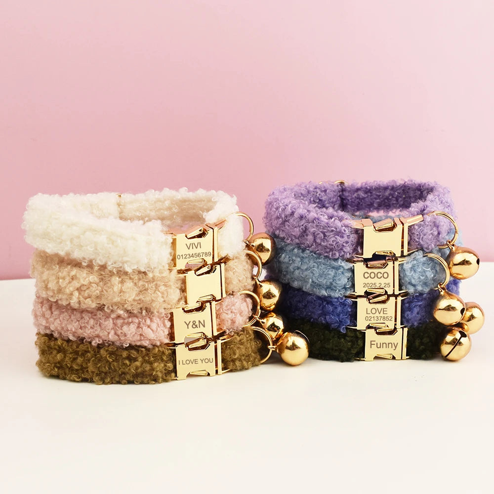 CowLost | cat-furniture-personalized-teddy-cat-collar-with-bell-and-name-plate |1