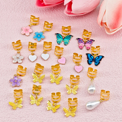 CowLost | 20pcs-butterfly-braid-clips-crystal-dreadlock-hair-accessories |2