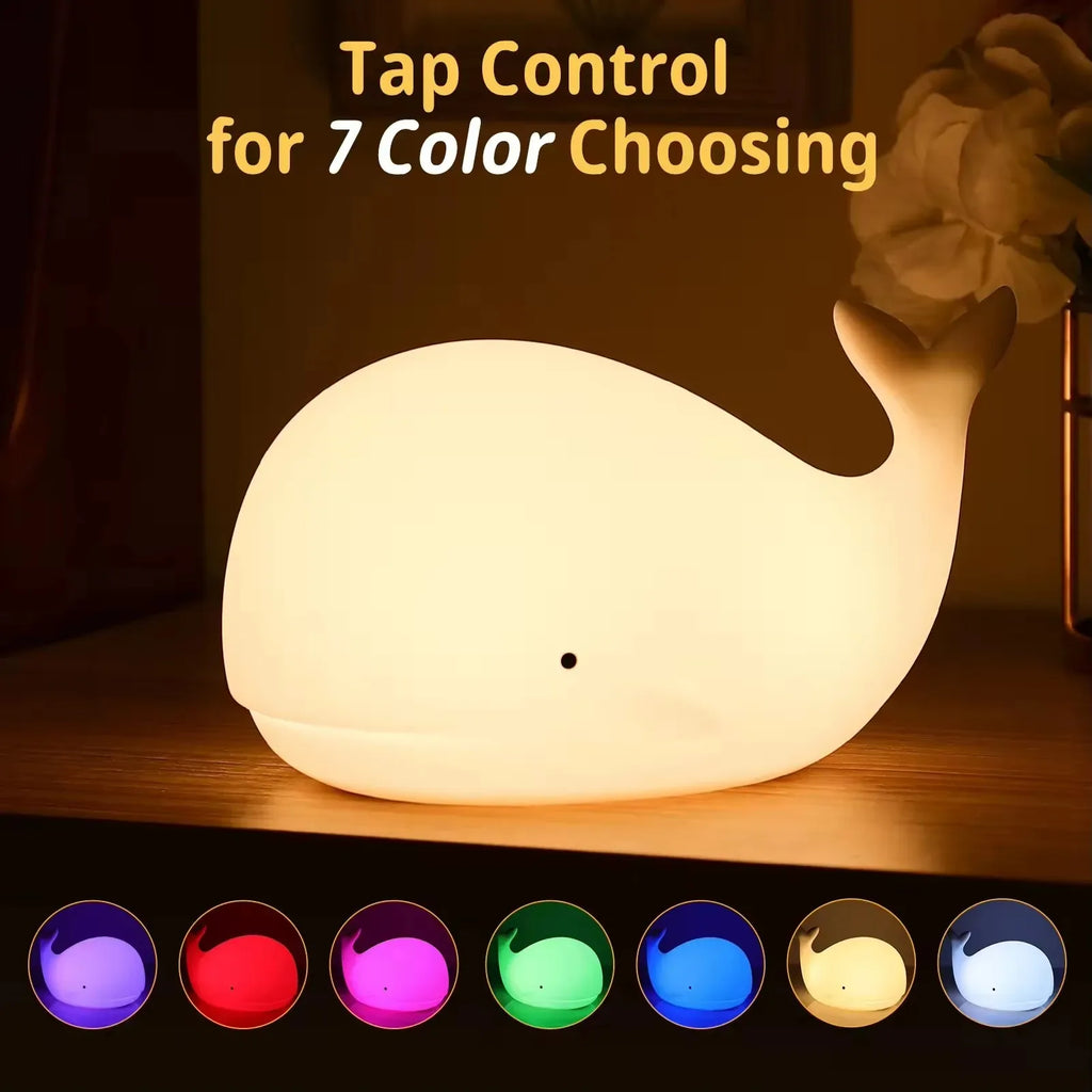 CowLost | product_id-whale-silicone-usb-rechargeable-led-night-light-with-7-colors-for-kids-room |1