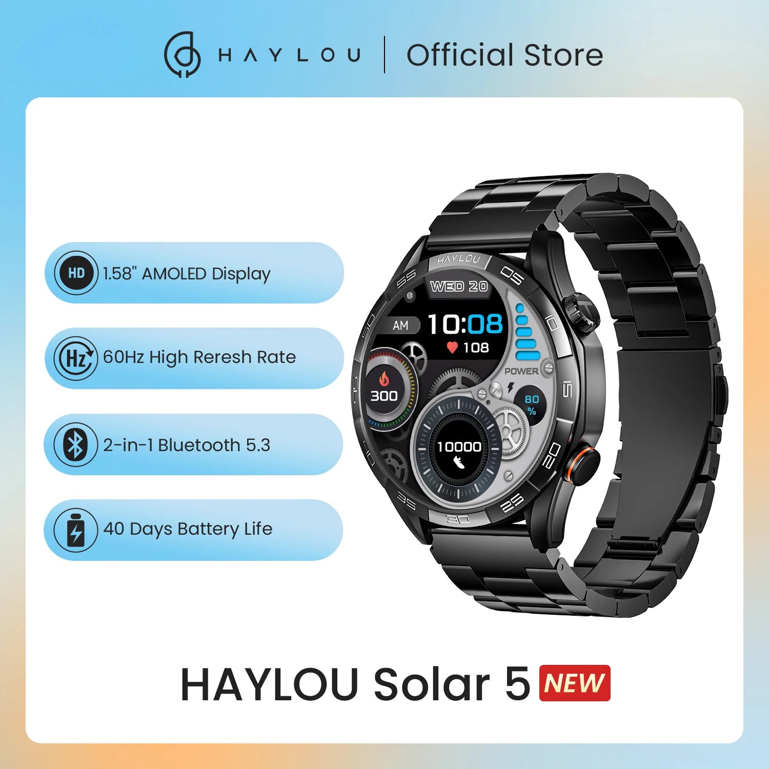 CowLost | haylou-solar-5-voice-calling-smartwatch-1-58-amoled-display |1
