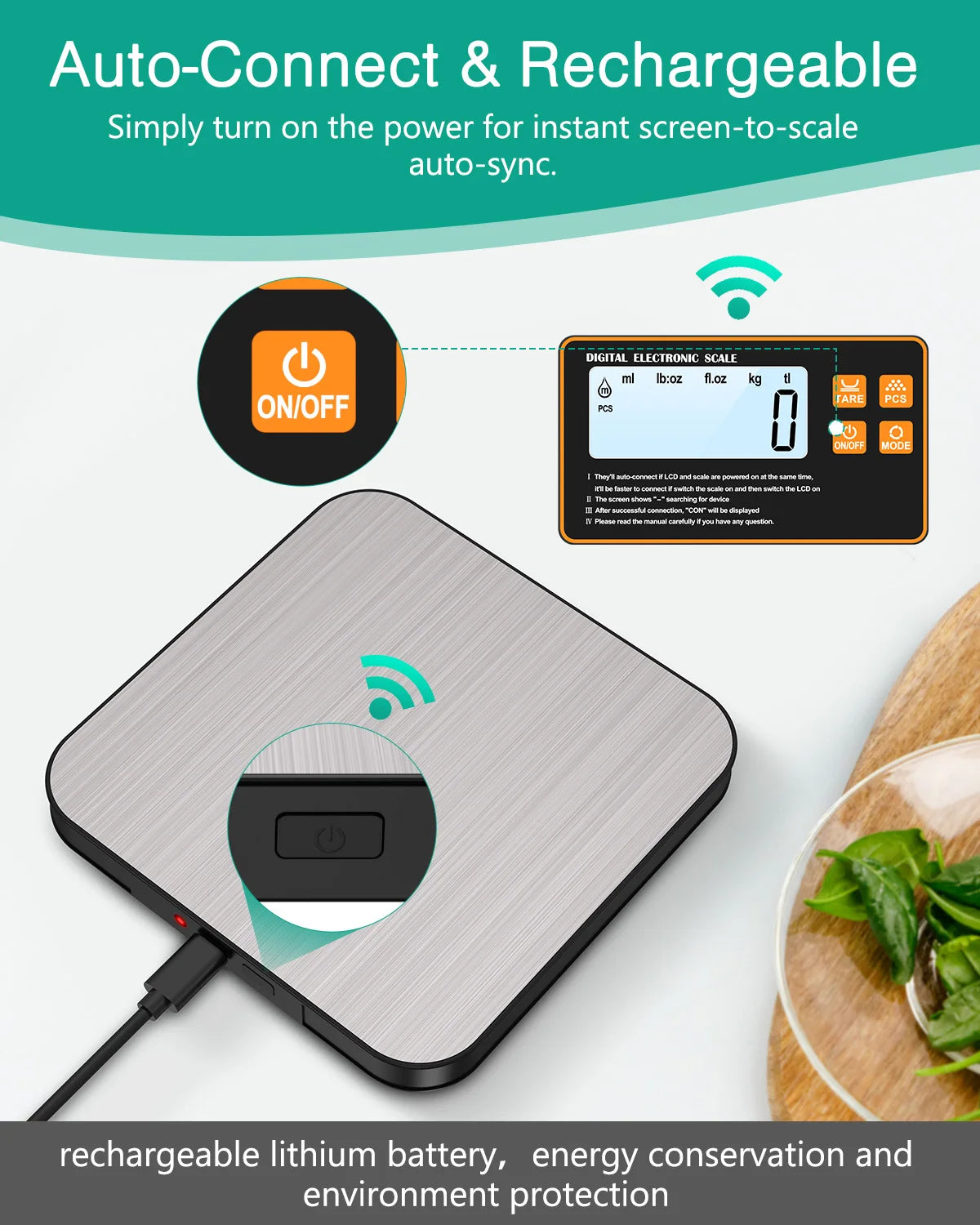 15KG Wireless Magnetic Digital Kitchen Scale with Remote LCD Display for Baking and Cooking