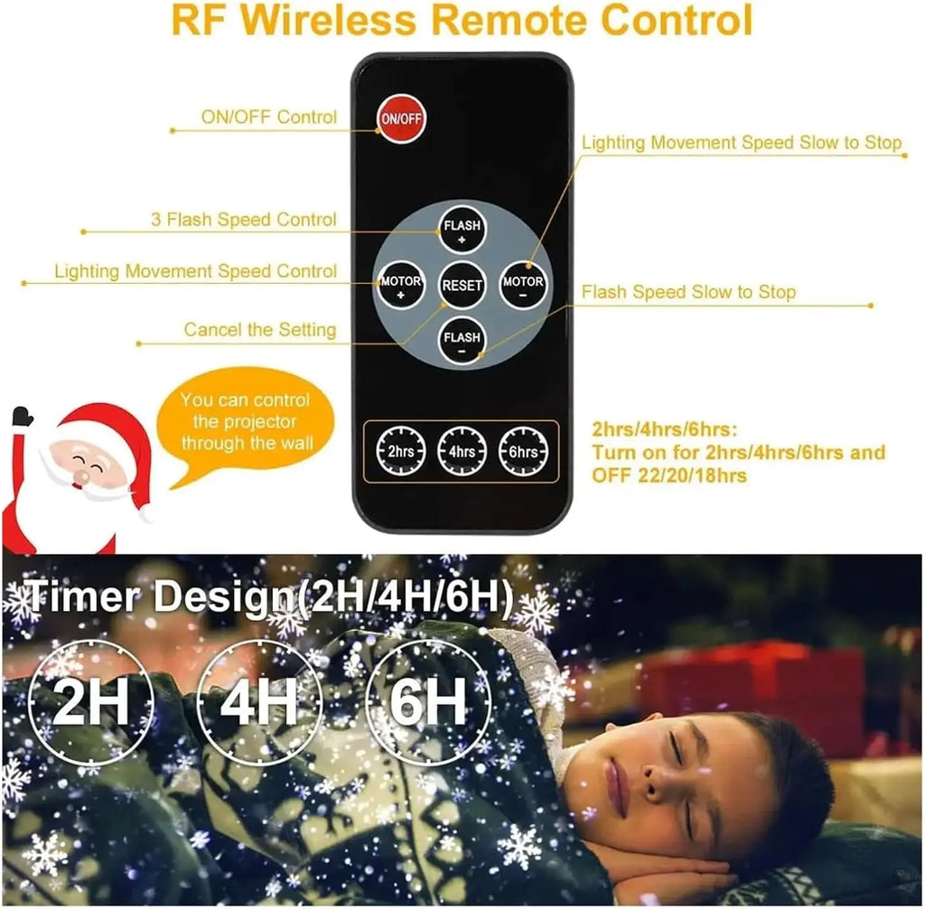 Double-Head Christmas Snowfall HD Projector Light IP65 Outdoor 2-in-1 Rotating with Remote Timer