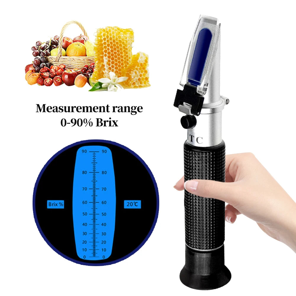 0-90% Brix Sugar Refractometer with ATC for Fruit Juice and Liquid Measurement
