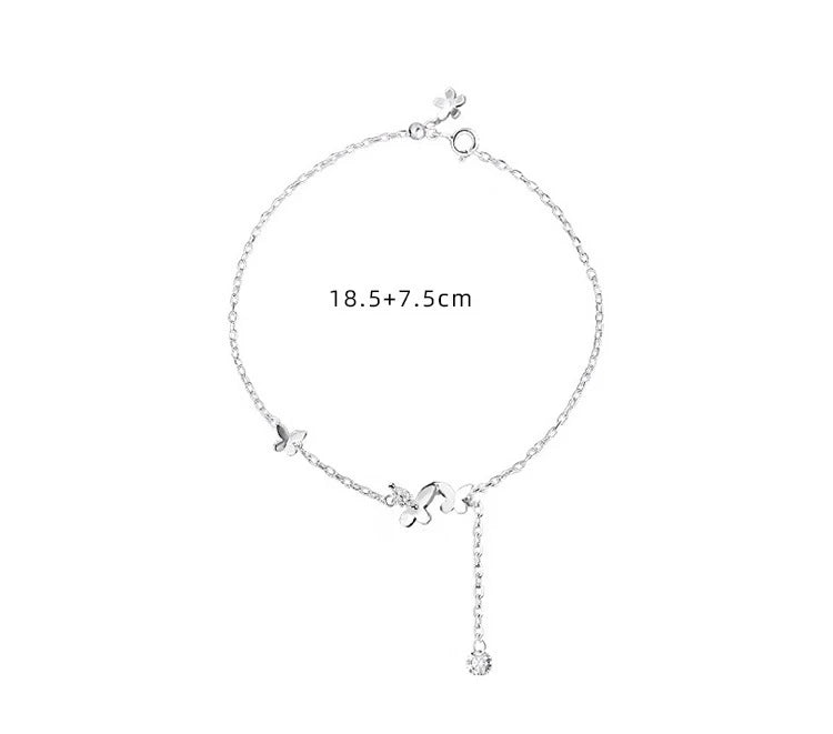 CowLost | handbags-sam-panda-925-sterling-silver-butterfly-zircon-tassel-anklet-for-women |11