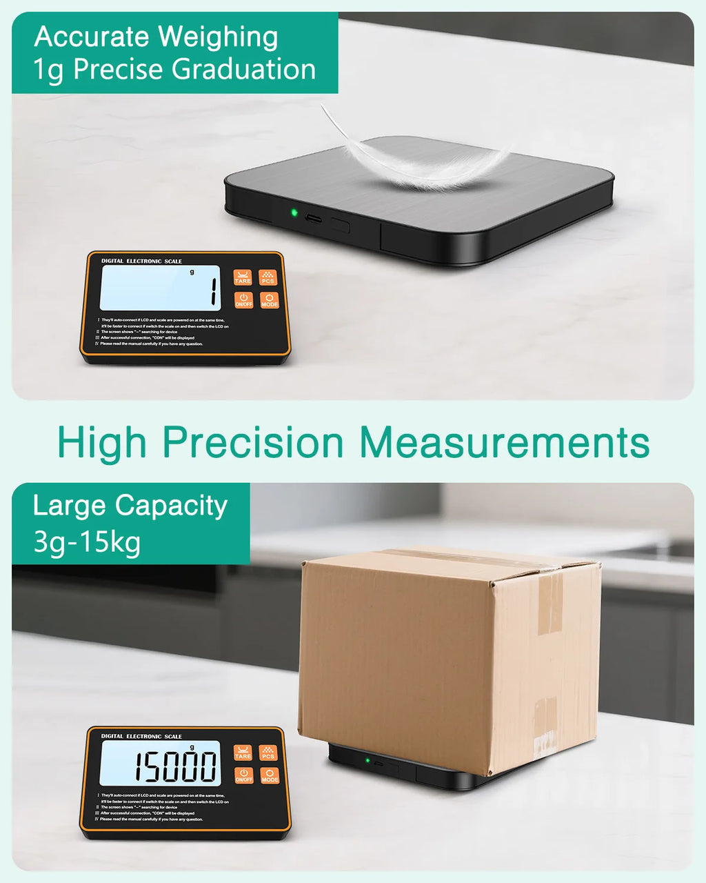 15KG Wireless Magnetic Digital Kitchen Scale with Remote LCD Display for Baking and Cooking