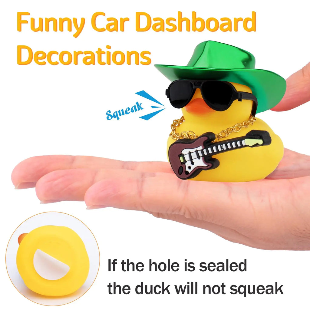 CowLost | product_id-purple-rubber-duck-car-ornament-with-cowboy-hat-necklace-and-sunglasses-dashboard-decoration |6