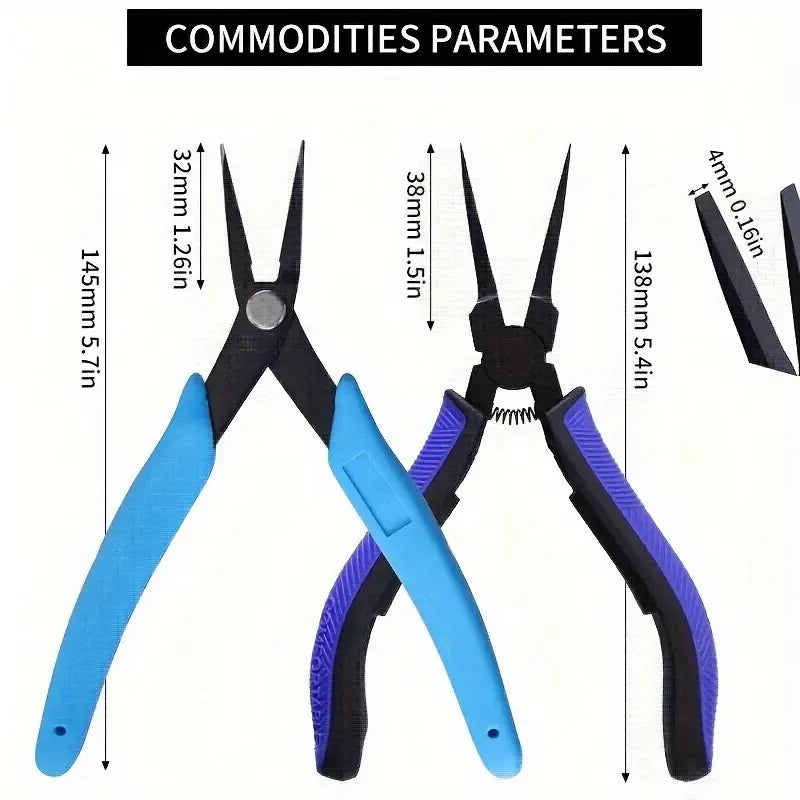 CowLost | 1pc-2pcs-professional-long-needle-nose-pliers-high-carbon-steel-flat-nose-pliers-jewelry-making-bending-wire-open-close-tools |6