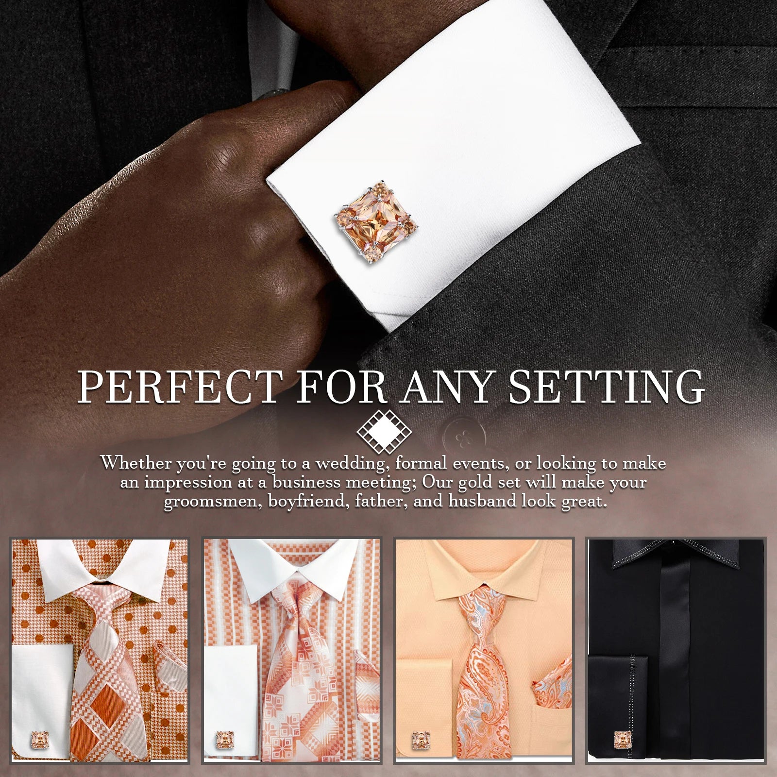 CowLost | clothing-accessories-trendy-zircon-square-cufflinks-for-men |6